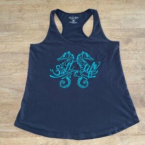 Salt Life Navy Blue Tank Top with Teal Design